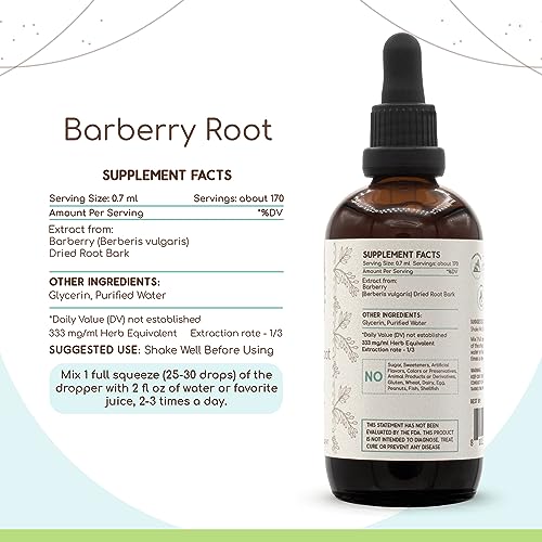 Barberry Root B120 Alcohol-Free Herbal Extract Tincture, Concentrated Liquid Drops Natural Barberry HerbEra