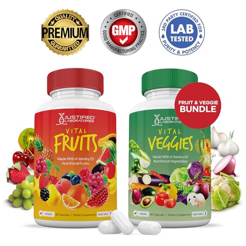 (Set of 2) Vital Fruits and Veggies Supplement Red & Green Superfoods Whole Food Justified Laboratories