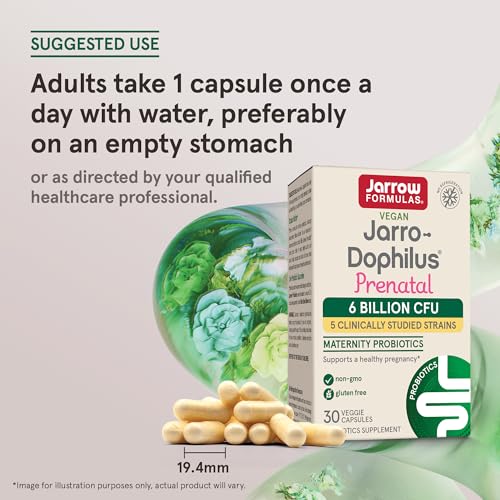 Jarrow Formulas, Jarro-Dophilus Prenatal Veggie Capsules, 6 Billion CFU, 30 Count (Pack of 12) Jarrow Formulas