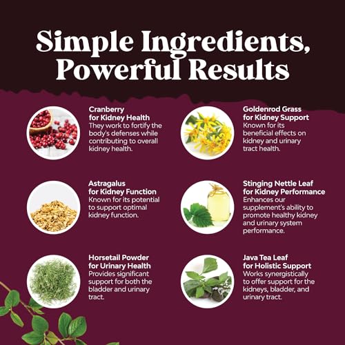 Kidney Support Cranberry Pills for Women and Men - High Strength Kidney Cleanse Detox Natures Craft