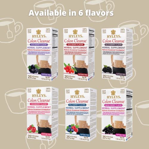 Hyleys Colon Cleanse Tea Blackberry Flavor - 50 Tea Bags (6 Pack - 300 Tea Bags Total) HYLEYS
