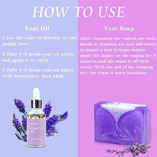 Yoni Wash Yoni Oil Yoni Soap Set, 5.29oz Yoni Soap Bar, 2 * 30ml Feminine Oil, 6.7 fl.oz Feminine Wash yonisayo