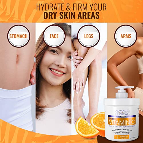 Advanced Clinicals Vitamin C Face & Body Cream Moisturizing Skin Care Lotion, Anti Advanced Clinicals
