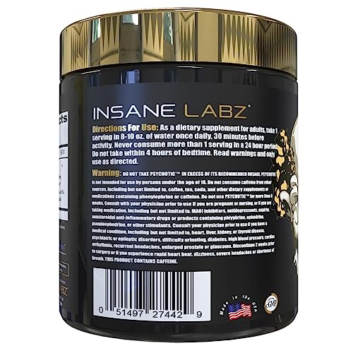 Insane Labz Psychotic Gold, High Stimulant Pre Workout Powder, Extreme Lasting Energy Insane Labz