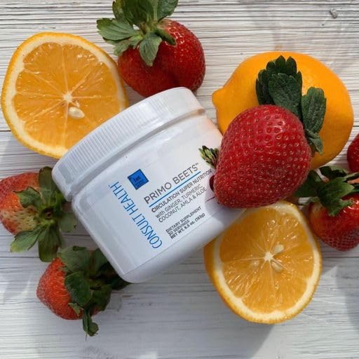 Consult Health Primo Beets Beet Root Powder Drink Mix with Nitrates - Supports Circulation - Beet Root Powder Drink Mix Trio - Cherry, Blueberry and Strawberry Lemonade 6.5 oz (3Pack)