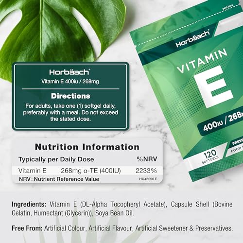 Vitamin E Capsules 400iu | 120 Count | High Strength Vitamin E as DL-a-Tocopheryl Horbäach