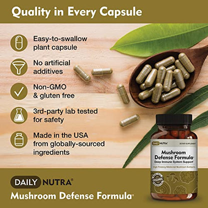 DailyNutra Mushroom Defense Formula - Immune Support Supplement | Organic DailyNutra
