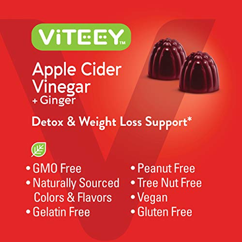 Apple Cider Vinegar Gummies 1,000mg Plus Ginger, ACV with The Mother, Detox Cleanse Viteey