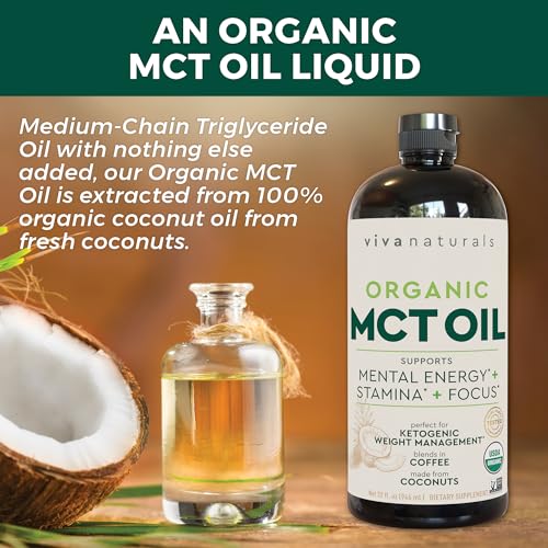 Viva Naturals Organic MCT Oil for Keto Coffee (32 fl oz) - Best MCT Oil Supplement Viva Naturals