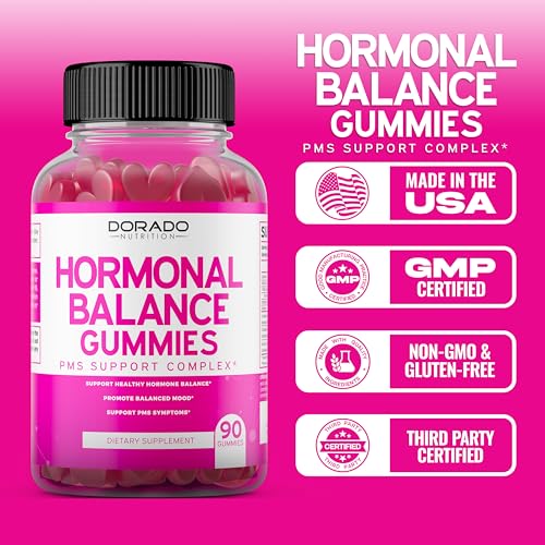 Hormone Balance For Women Gummies & PMS Gummies (90 Gummies) - Natural Hormone Balance for Women - Cramps, Bloating, Mood Swings, Hot Flashes - Formulated with Cranberry, Dong Quai & Chasteberry