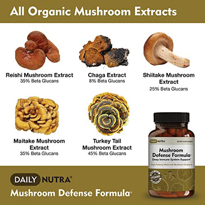 DailyNutra Mushroom Defense Formula - Immune Support Supplement | Organic DailyNutra