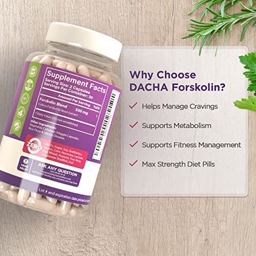 DACHA Natural Forskolin Max Strength Formula- 500mg Coleus Extract, Keto Diet Pills That DACHA
