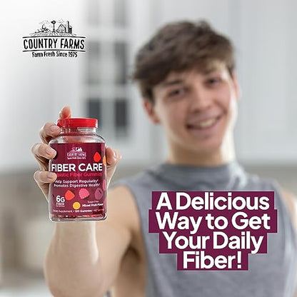 Country Farms Fiber Care Prebiotic Gummies, 6g of Fiber Per Serving, FOS from Beets Country Farms