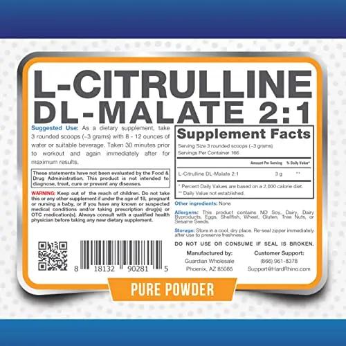 HR Supplements L-Citrulline DL-Malate 2:1 Powder, 1 Kilogram (2.2 Lbs), Unflavored, Lab-Tested, Scoop Included
