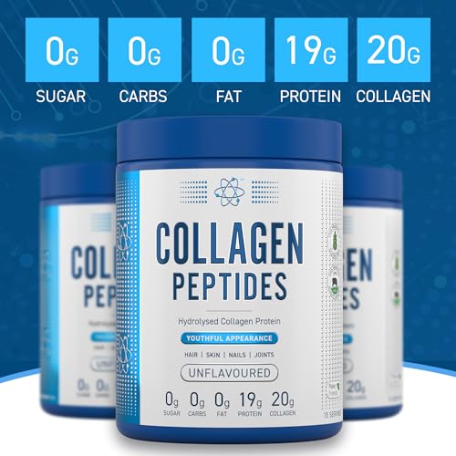Applied Nutrition Collagen Peptides Powder - Hydrolysed Bovine Collagen Protein, Halal, Healthy Skin, Hair, Nails (Unflavoured) (300g - 15 Servings) Applied Nutrition