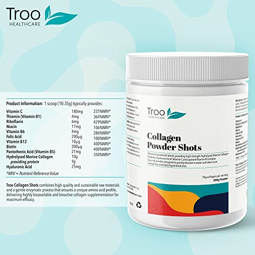 Hydrolysed Marine Collagen Peptides Powder Enhanced with Essential Vitamins 300g Troo Health Care