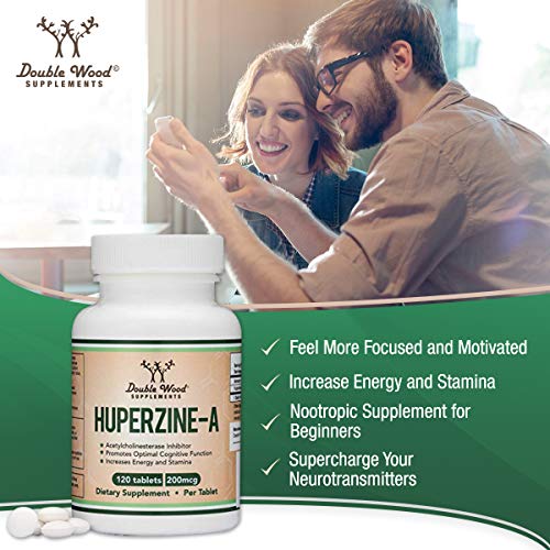 Huperzine A 200mcg (Third Party Tested) Manufactured in The USA, 120 Tablets, Brain Double Wood Supplements