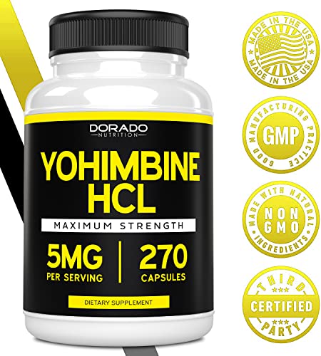 Yohimbine HCL 5mg For Men and Women (270 Capsules) - More Potent Than Yohimbe 