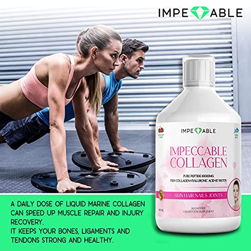 IMPECCABLE Collagen 10.000mg hydrolyzed Sugar Free Liquid Marine Collagen | Supplements for Women and Men Impeccable