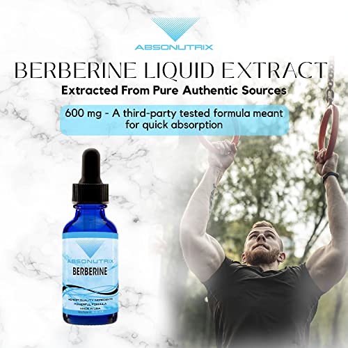 Absonutrix Berberine Supplement 600 mg, 4 Fl Oz Large Bottle, Healthy Weight Loss Support Absonutrix