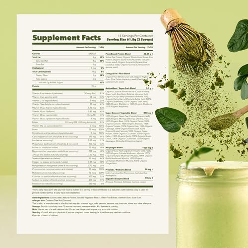 Ka’Chava All-In-One Nutrition Shake Blend, Matcha, 85+ Superfoods, Nutrients & Plant Ka'Chava