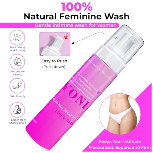 Vroyale Beauty 100% Natural Feminine Wash - 250 ml pH-Balanced Yoni Femme Mousse 