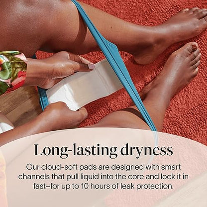 Cora Organic Cotton Topsheet Maxi Pads | Ultra Thin Period Pads with Wings | Maxi Overnight