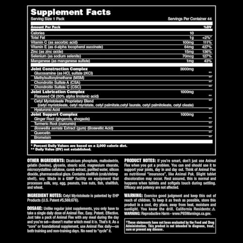 Animal Flex –Complete Joint Support Supplement – Contains Turmeric Root Curcumin Animal