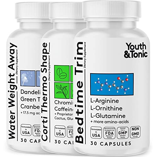 Youth & Tonic Shred Sculpt Lean 3 x Diet Pills w Water Weight Away & Cortithermo Shape Youth & Tonic