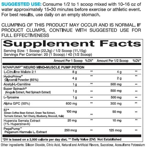 InnovaPharm NOVAPUMP Neuro (Snow Cone) Powder - 15.7 Ounces