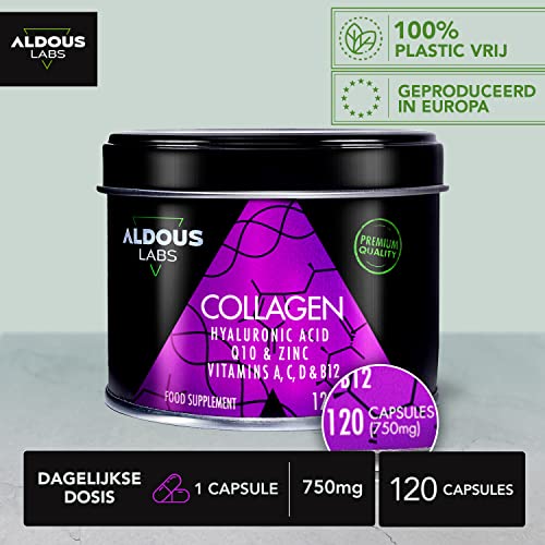 120 Capsules - Collagen with Hyaluronic Acid + Coenzyme Q10 + Vitamin C, A, D and B12 + Zinc Aldous Labs
