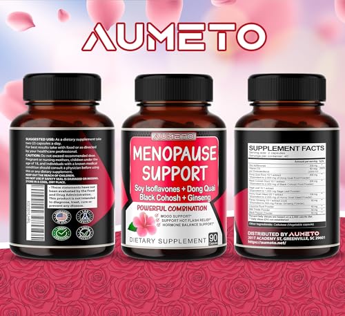 AUMETO Ultra Menopause Support for Women with Soy Isoflavones, Dong Quai, Black Cohosh AUMETO