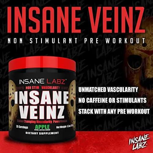 Insane Labz Insane Veinz Non Stimulant NO Enhancing Powder, Nitric Oxide Booster Insane Labz