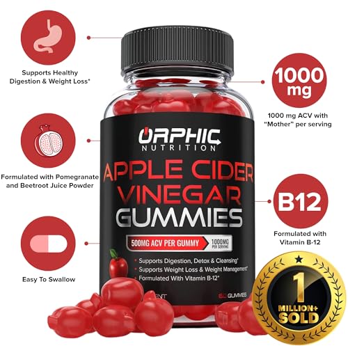 Apple Cider Vinegar Gummies with Mother- 1000mg - Supplement Formulated to Support ORPHIC NUTRITION