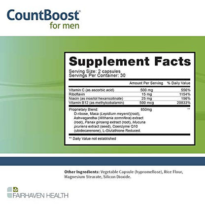 CountBoost for Men - Male Fertility Supplement to Support Count - with Ashwagandha, Maca