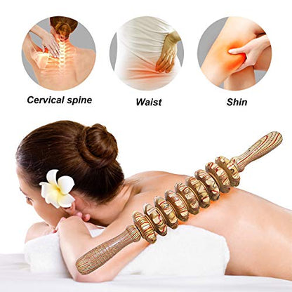 Deston Wooden Massager Handheld Roller Trigger Point Massager Stick for Fascia, Cellulite Deston