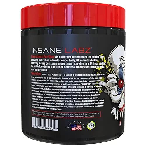 Insane Labz Psychotic, High Stimulant Pre Workout Powder, Extreme Lasting Energy Insane Labz