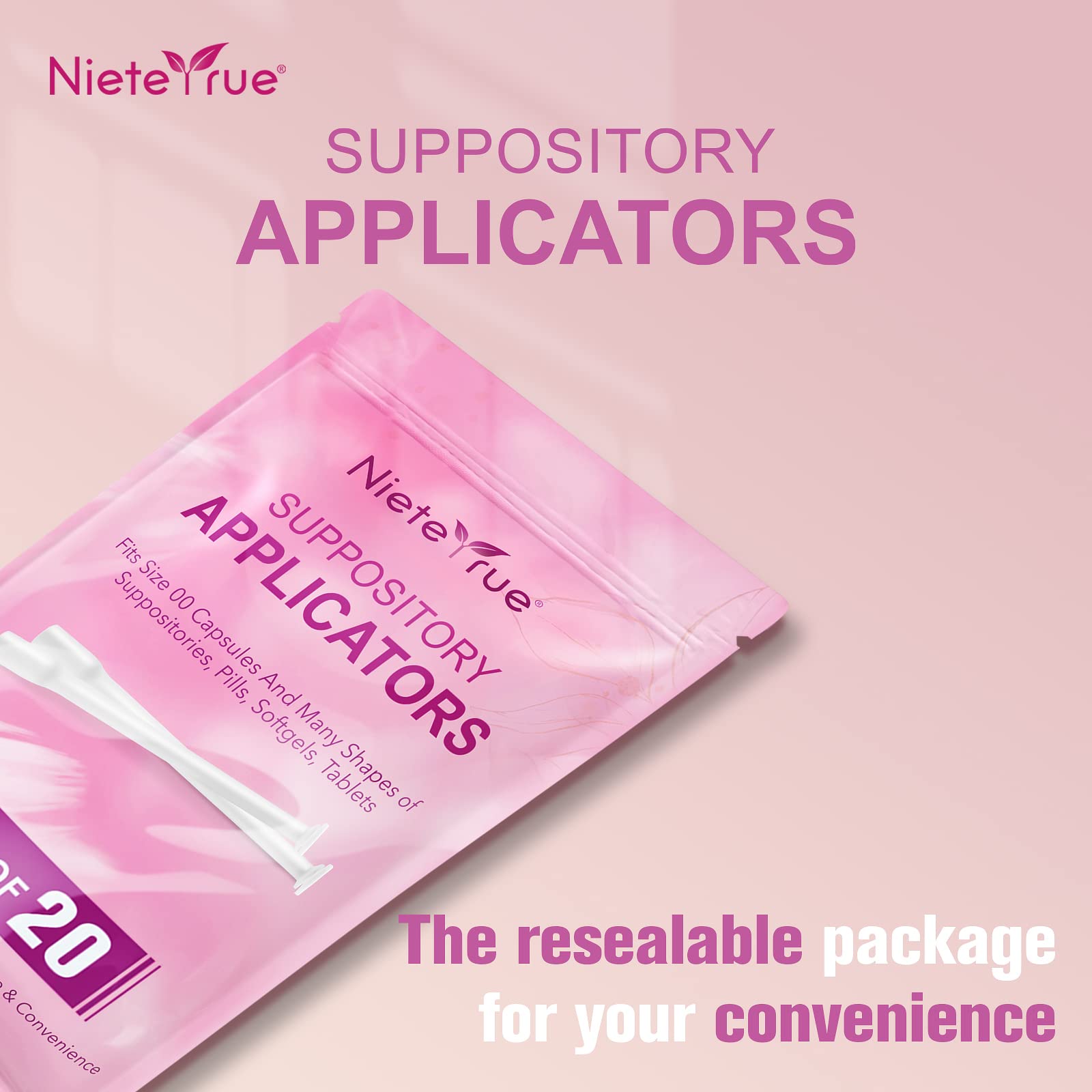 (60 Counts) Nieteyrue Suppository Applicator for Women Fit to Size 00 Cap-sules Soft Tip Auxiliary Tool Nieteyrue