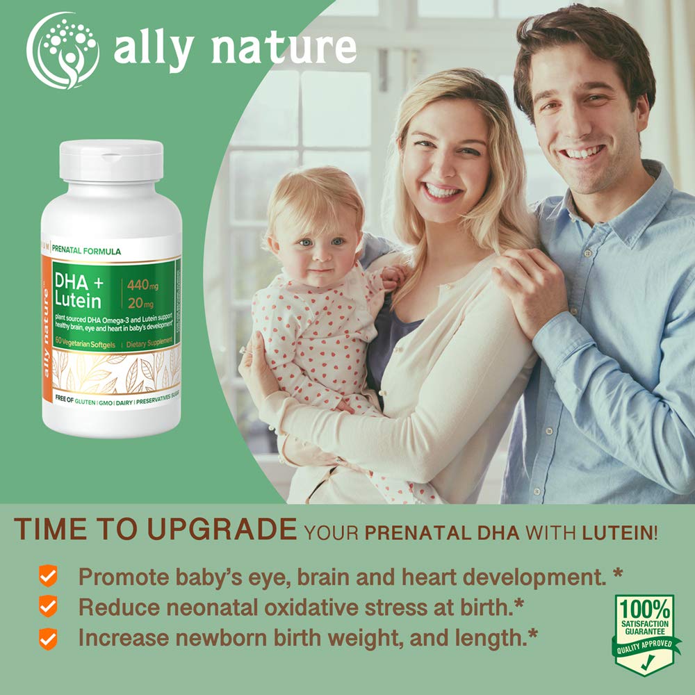 Ally Nature Vegan Prenatal DHA 440mg – Lutein 20mg For Pregnancy – Non-GMO Prenatal Multivitamin Ally Nature