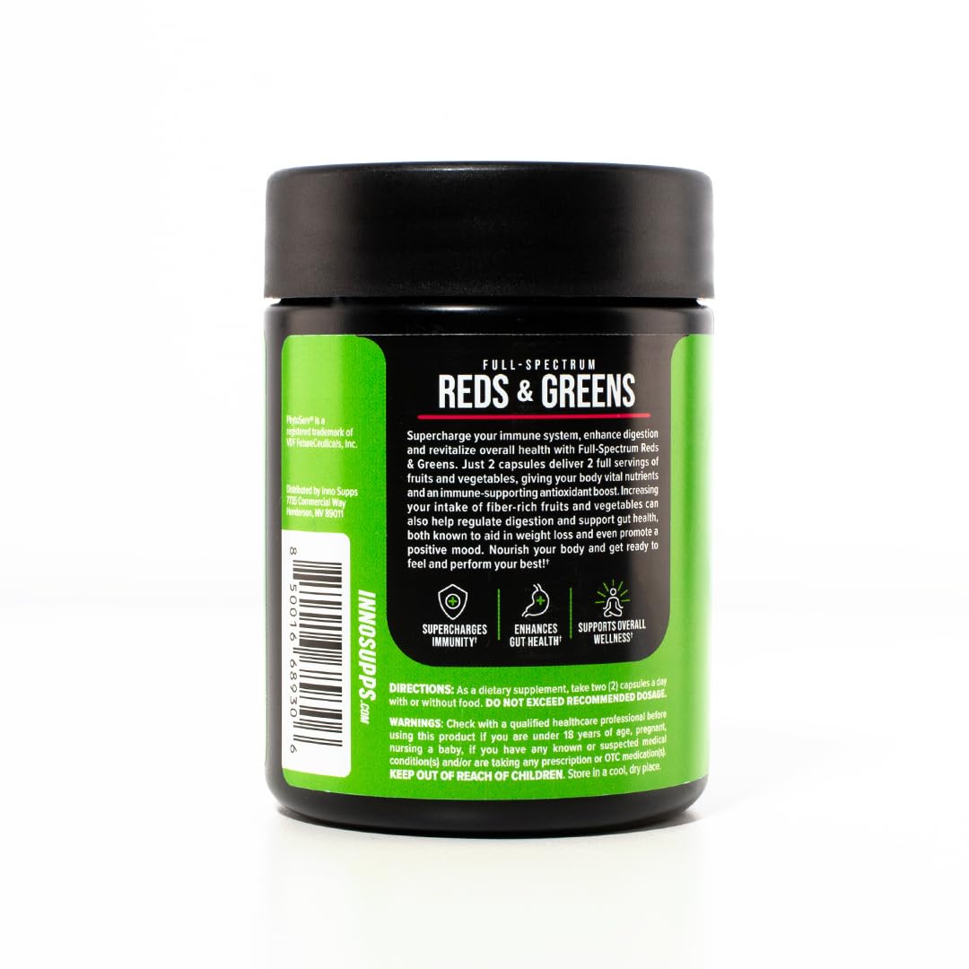 InnoSupps Full Spectrum Reds & Greens | PhytoServ, 2 Servings of Fruits + Veggies Per InnoSupps