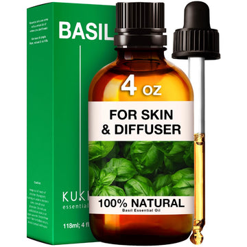 Kukka Basil Essential Oil for Diffusers - Basil Essential Oil for Skin - Basil Oil for Aromatherapy, Skin, Fragrance