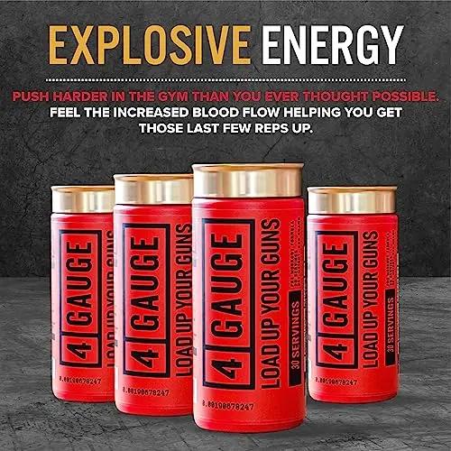 4 Gauge Natural Preworkout Without The Jitters | 30 Servings | Nitric Oxide Booster 4 Gauge
