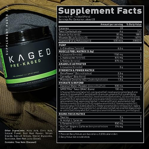 Kaged Original Pre Workout Powder | Krisp Apple | Pre-Kaged | Formulated with Creatine Kaged