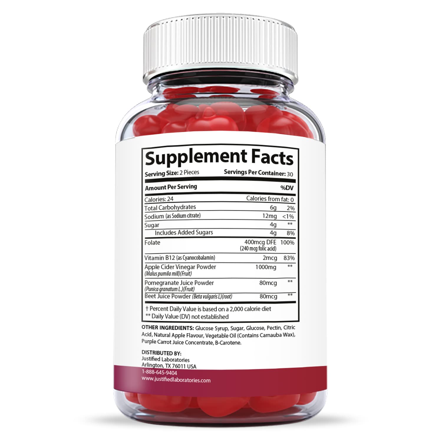 Justified Laboratories (3 Pack) Ketofitastic Keto Gummies 1000MG ACV with Pomegranate Justified Laboratories