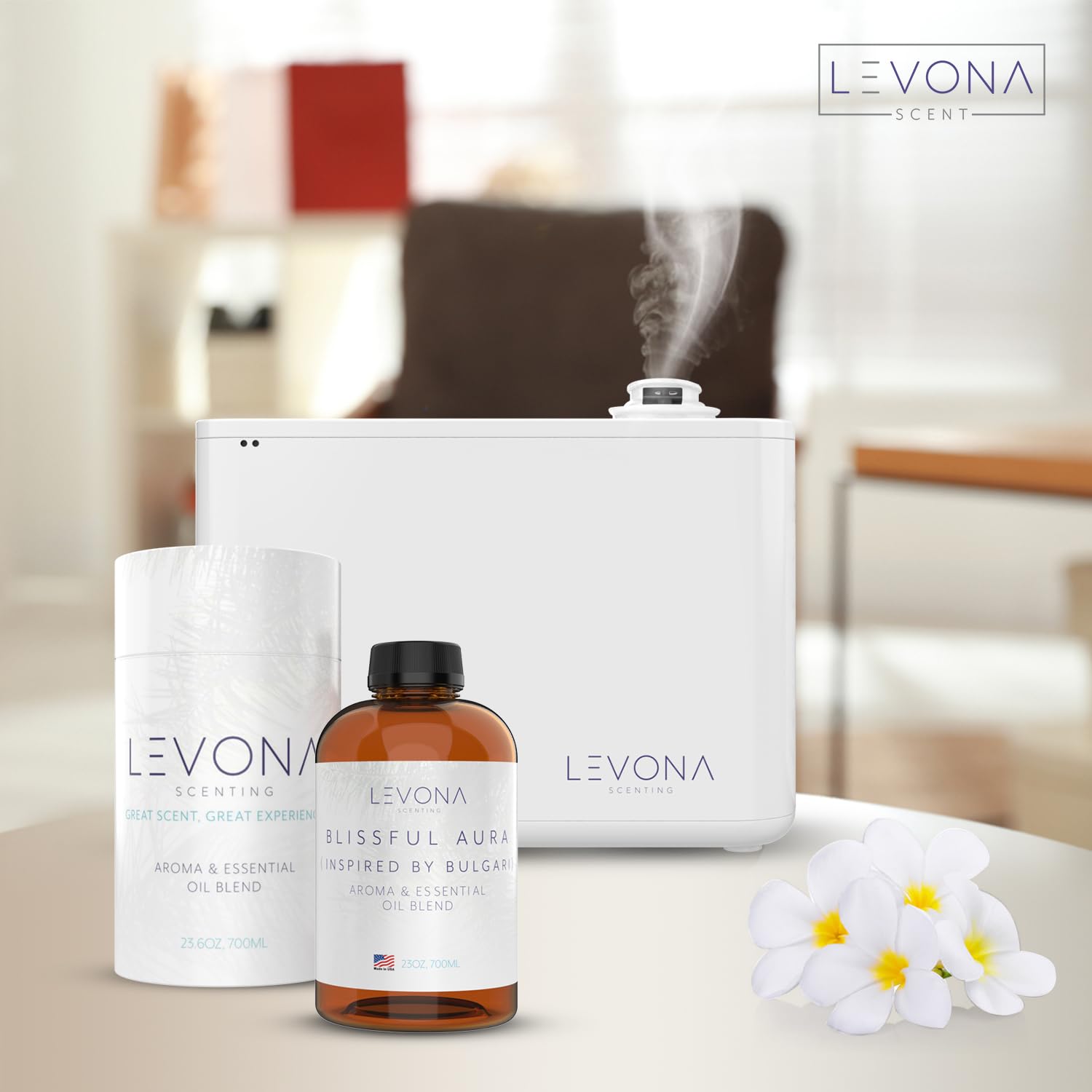 Levona Scent Essential Oils for Diffuser: Blissful Aura with Notes of Amber, Musk & Jasmine