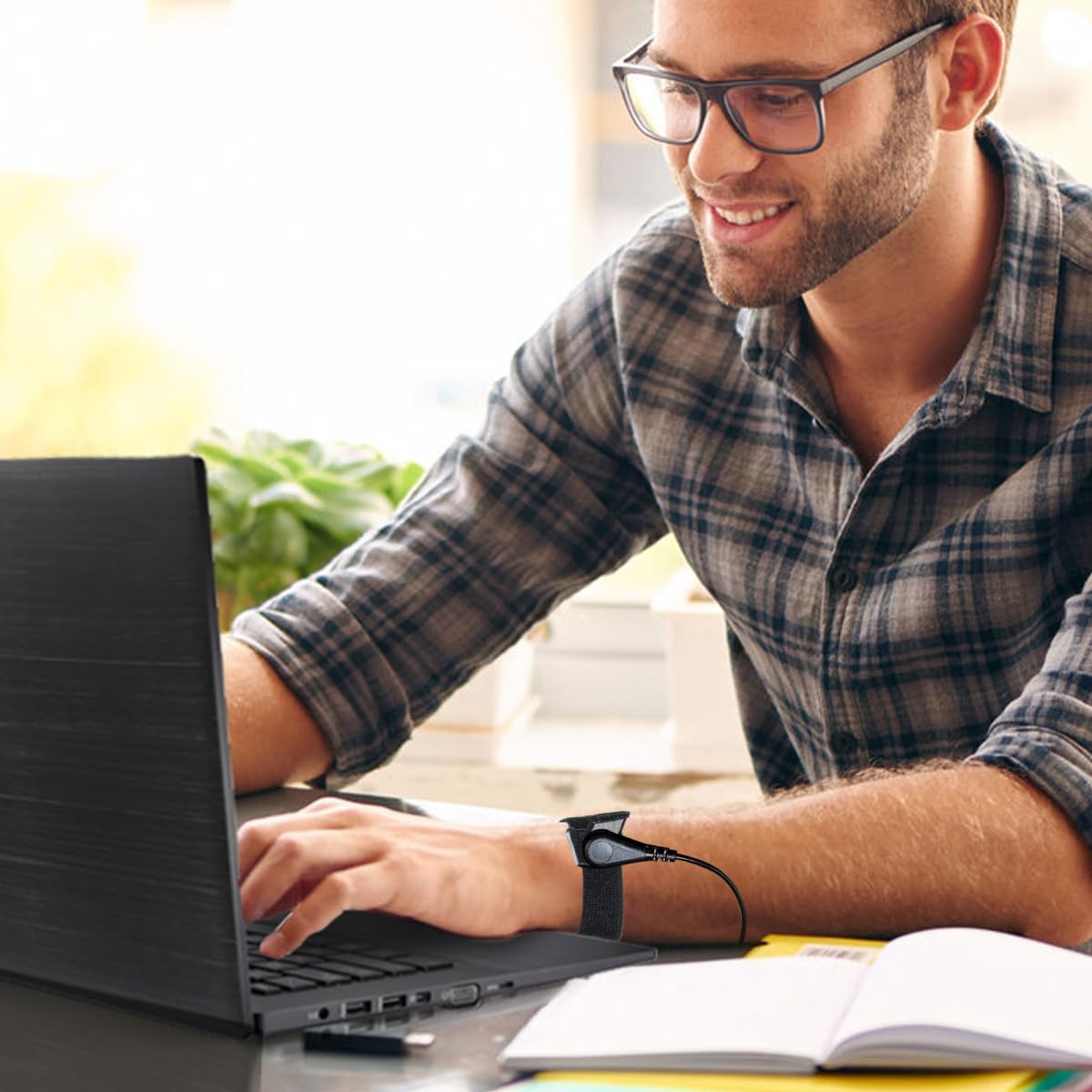 Jffszsd Grounding Wrist Strap,Grounding Cables(15ft),Anti Static Wrist Strap with 15 Feet Grounding Jffszsd