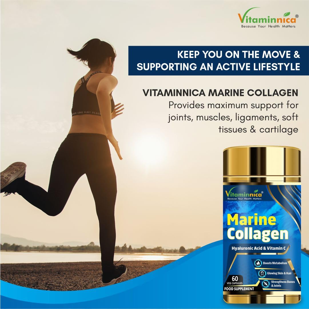 Vitaminnica Marine Collagen Capsules with Hyaluronic Acid & Vitamin C - Skin, Hair, Bones & Joints Vitaminnica Because your Health Matters