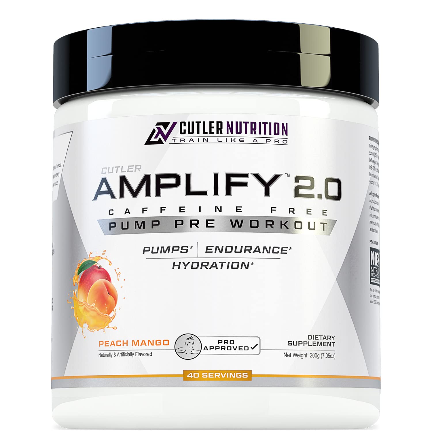 Cutler Nutrition Amplify 2.0 Caffeine Free Pre Workout for Men and Women Stimulant Free