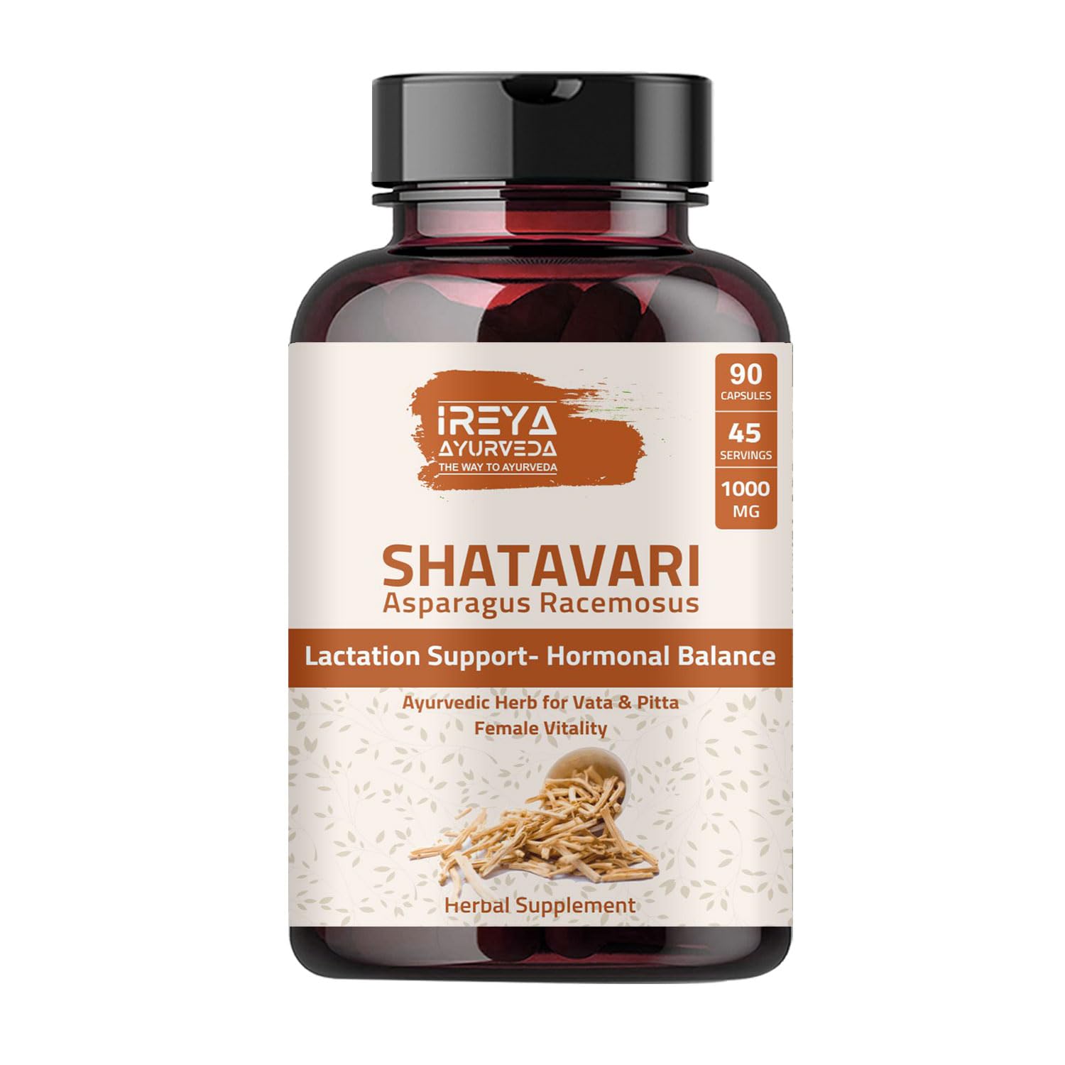 Ireya Ayurveda Shatavari Capsules (90 Capsjules) 1000 mg Organic Shatavari Capsules Lactation