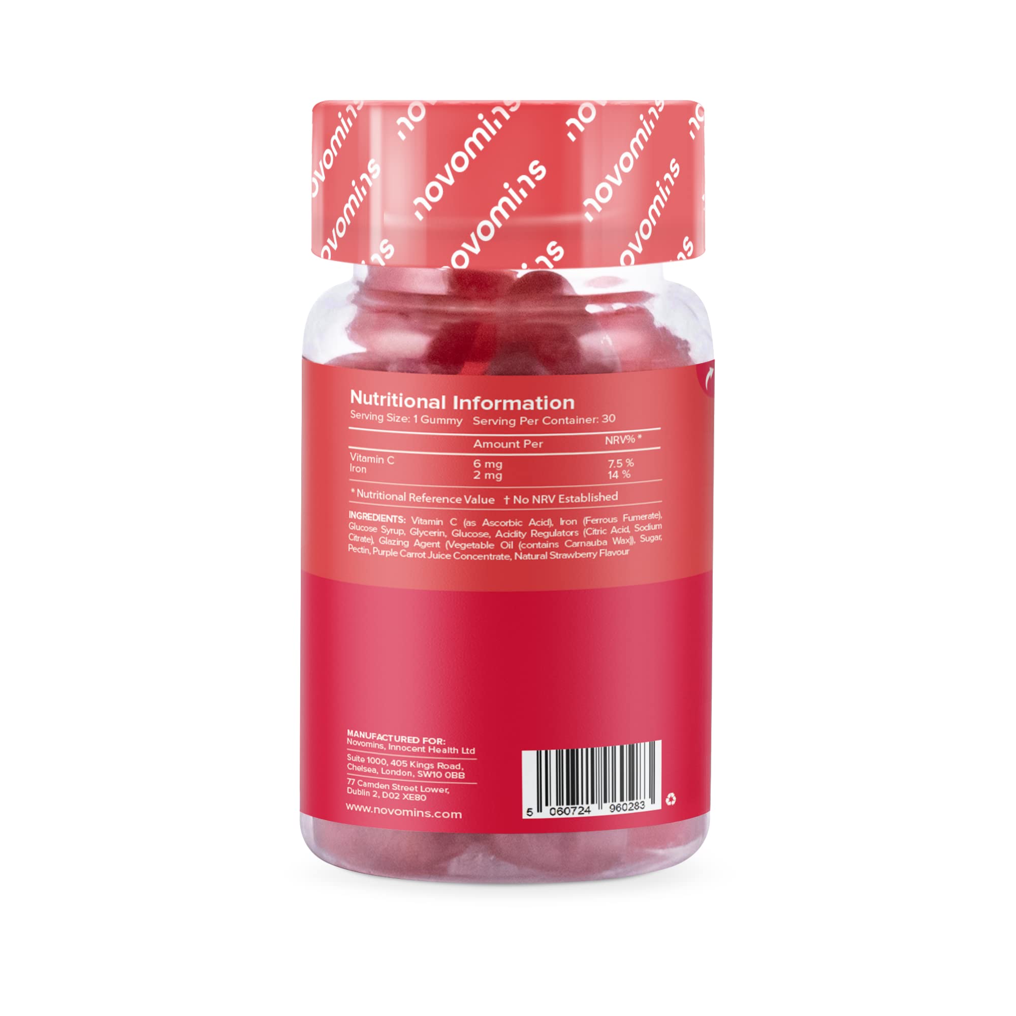 Kids Iron Gummies – Iron Supplement for Kids – Energy & Immune System – Vegan novomins